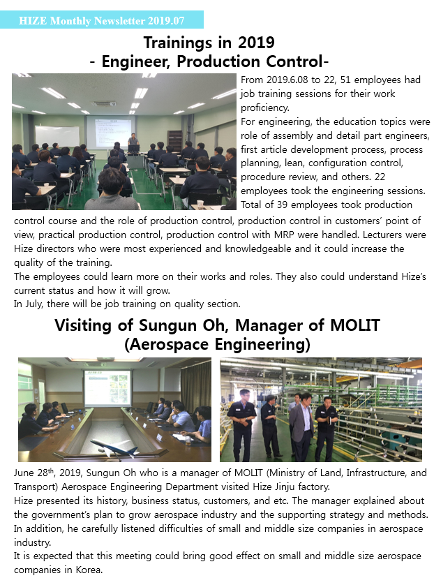 HIZE Monthly Newsletter 2019.07
