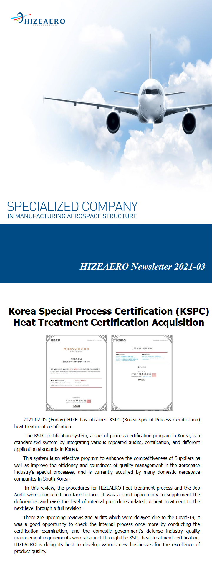 HIZEAERO Newsletter 2021-03